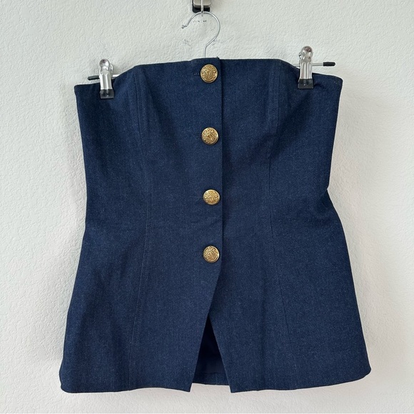 VERONICA BEARD Strapless Denim Navy Bustier Top SZ US 2 - Picture 3 of 8